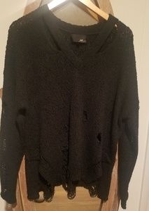 Distressed ripped black sweater by Fate size L